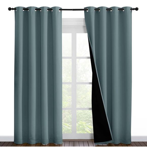 100% Blackout Curtains 86 inches Long, Pair of Energy Smart & Noise Blocking Out - Picture 1 of 5